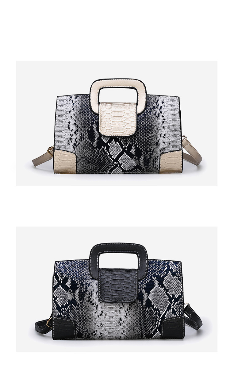 Fashion Gold Crocodile Pattern Color Matching Shoulder Bag,Handbags