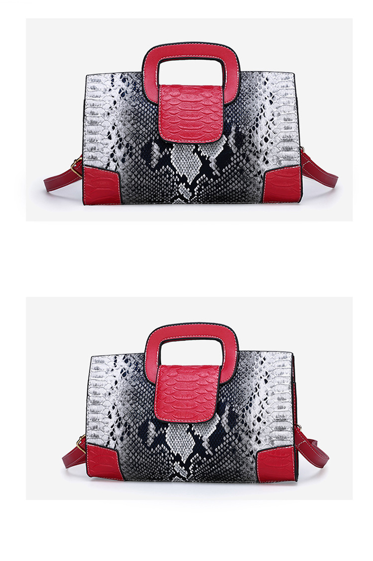 Fashion Red Crocodile Pattern Color Matching Shoulder Bag,Handbags