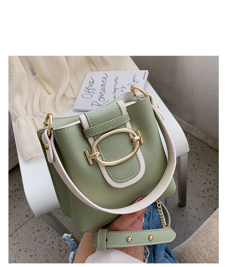 Fashion Blue Contrast Belt Buckle Hand Strap Shoulder Messenger Bag,Handbags