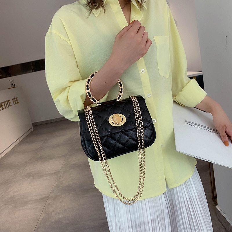 Fashion Yellow Lingge Chain Hand Shoulder Shoulder Bag,Handbags