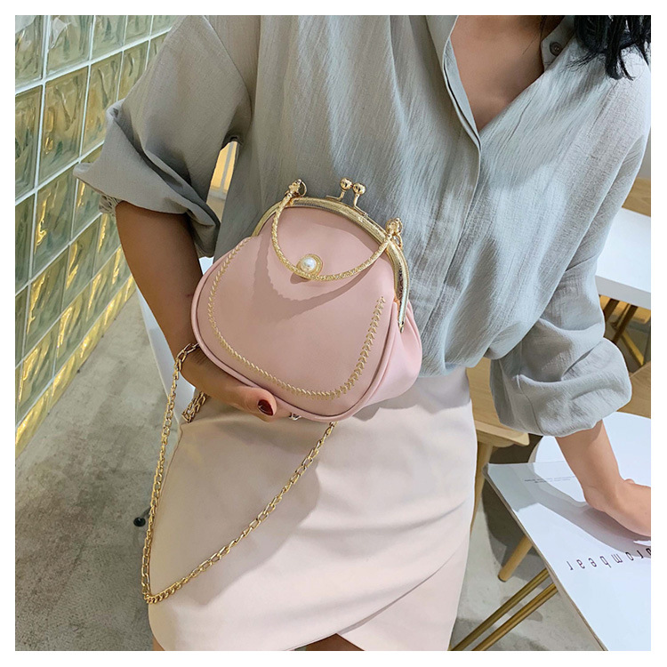 Fashion Pink Alloy Jaw Chain Shoulder Bag Shoulder Bag,Handbags