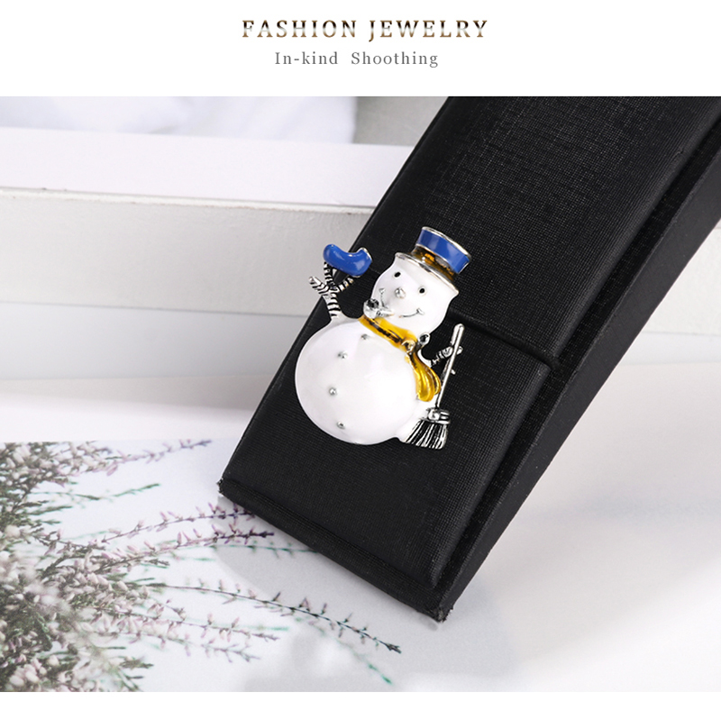 Fashion Blue Alloy Drops Christmas Snowman Brooch,Korean Brooches