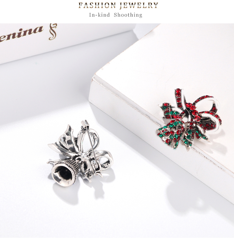 Fashion Red Alloy Diamond Christmas Bell Brooch,Korean Brooches