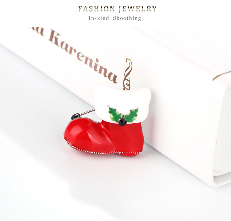 Fashion Red Alloy Dripping Christmas Stocking Brooch,Korean Brooches