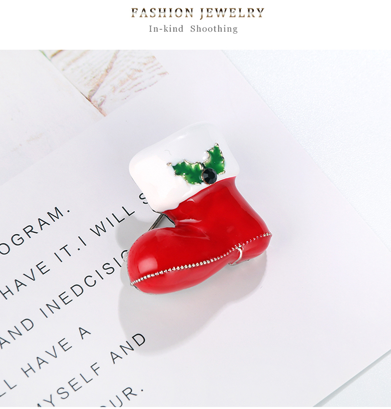 Fashion Red Alloy Dripping Christmas Stocking Brooch,Korean Brooches