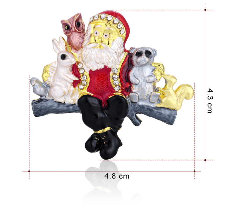 Fashion Color Alloy Drip Painted Studded Santa Claus Animal Brooch,Korean Brooches
