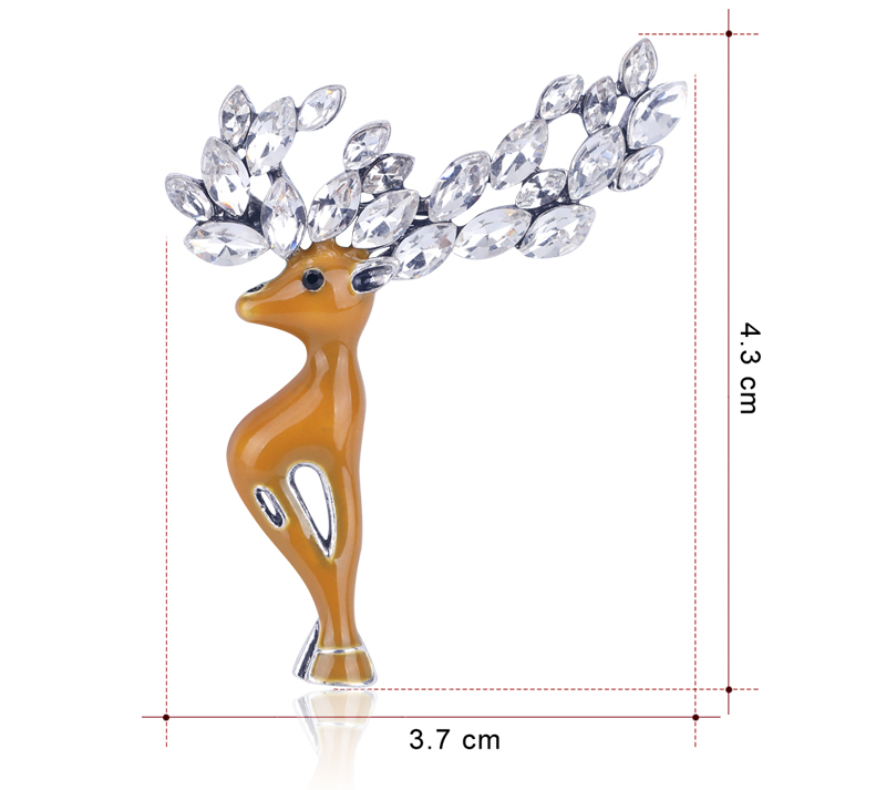Fashion Light Brown Alloy Drop Oil Studded Christmas Deer Brooch,Korean Brooches