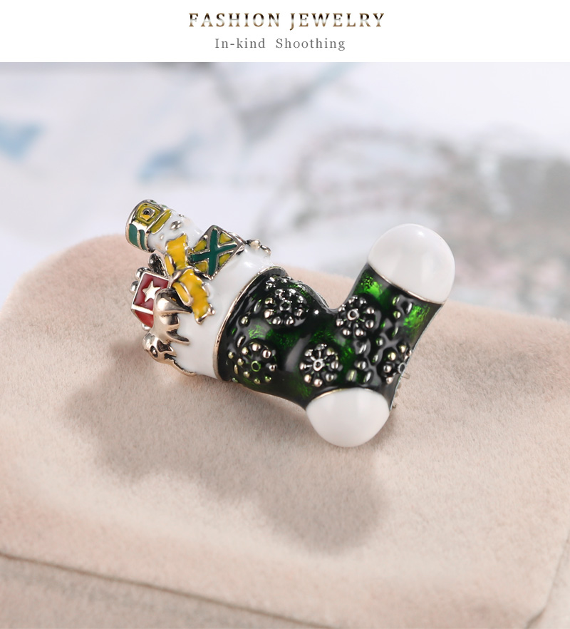 Fashion Green Alloy Dripping Christmas Stocking Brooch,Korean Brooches
