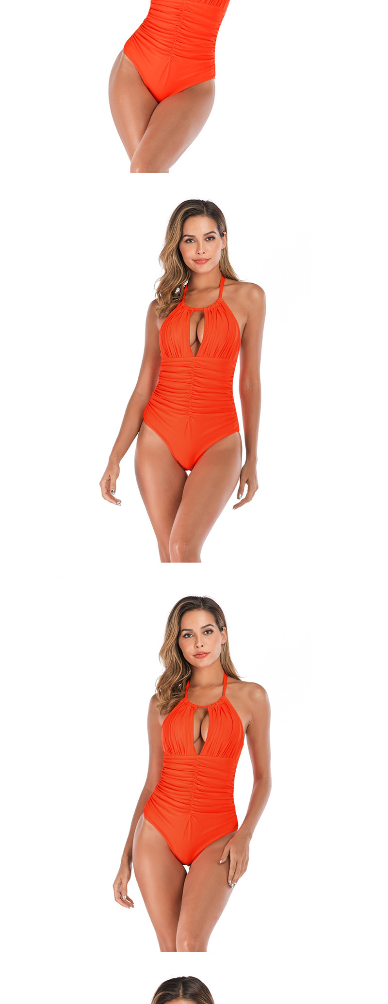 Fashion Orange Solid Color One-piece Swimsuit,One Pieces