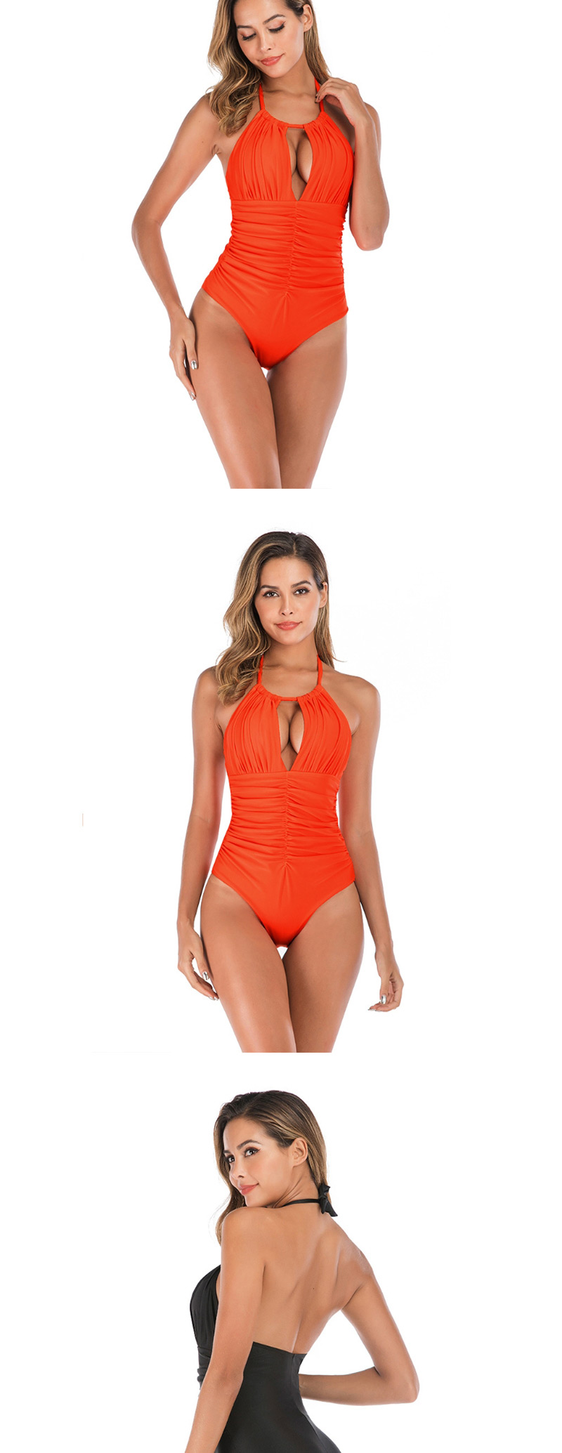 Fashion Yellow Solid Color One-piece Swimsuit,One Pieces