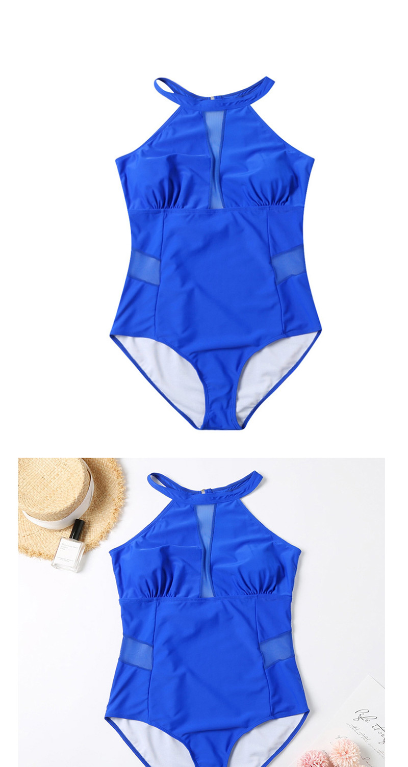 Fashion Royal Blue One-piece Swimsuit,Swimwear Plus Size