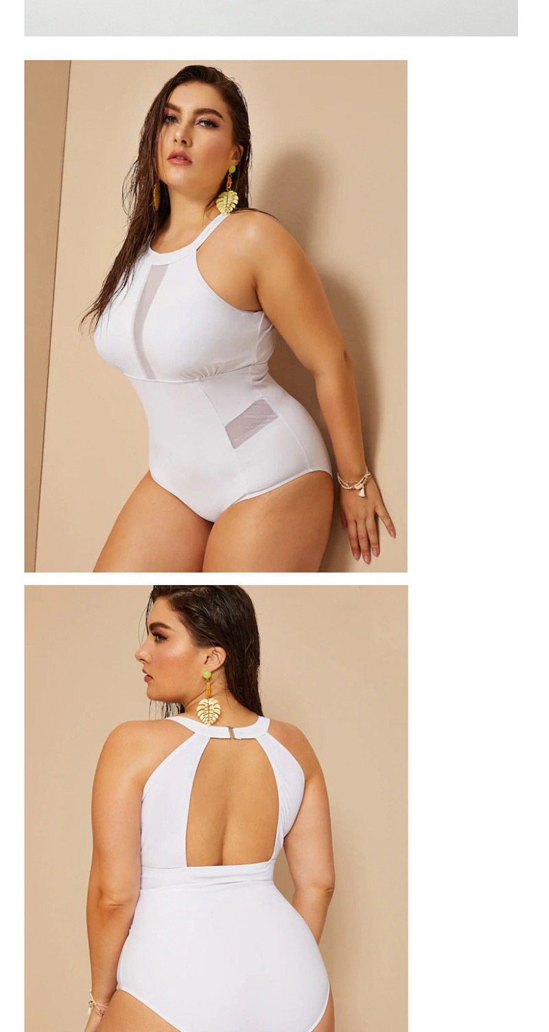 Fashion White One-piece Swimsuit,Swimwear Plus Size