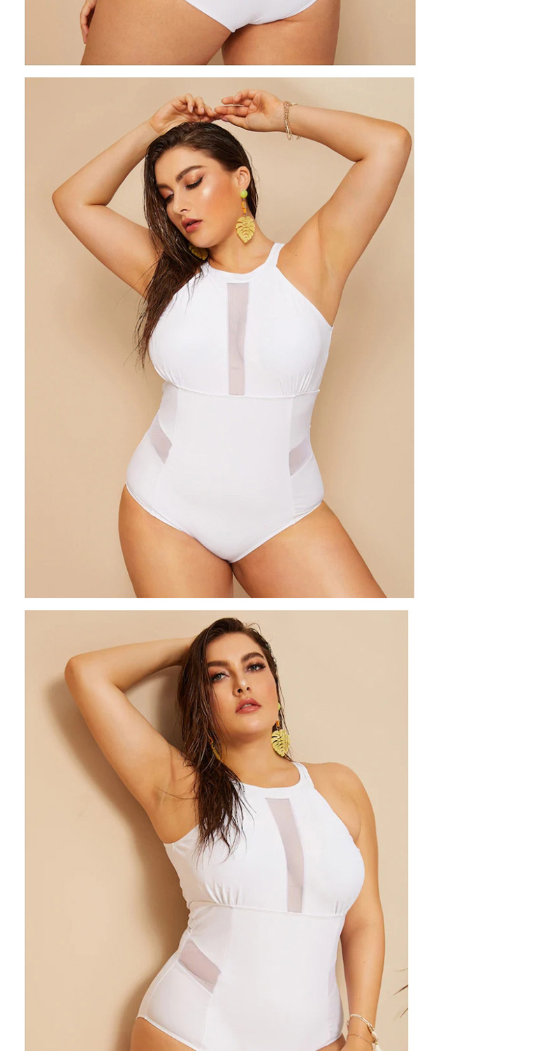 Fashion White One-piece Swimsuit,Swimwear Plus Size