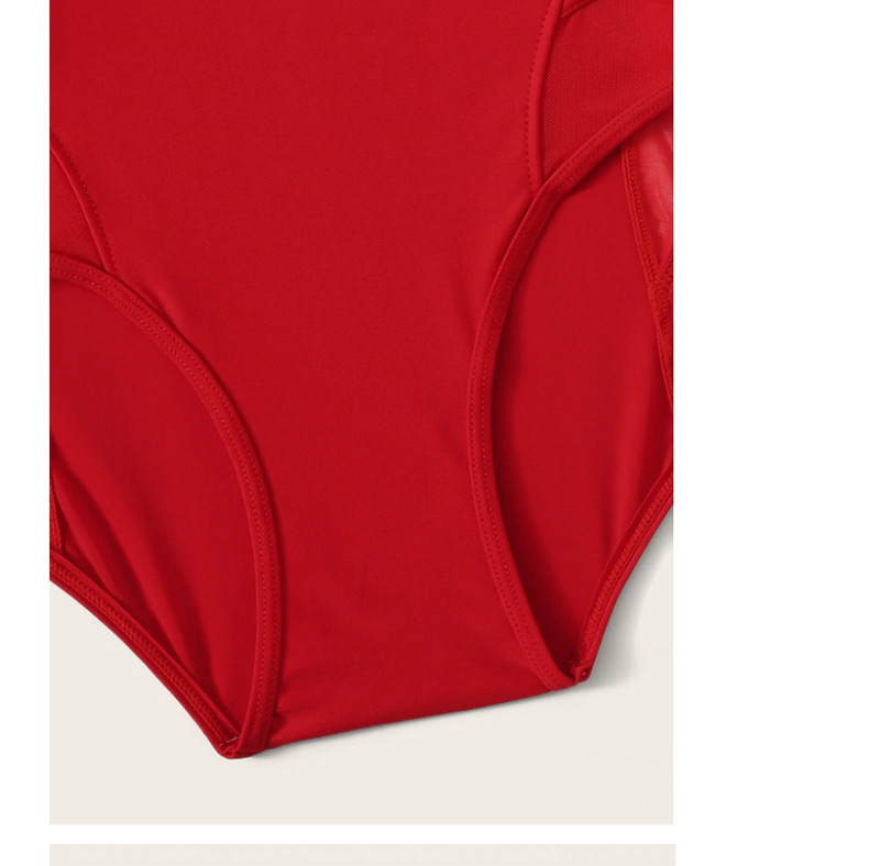 Fashion Red Zipper One-piece Swimsuit,Swimwear Plus Size