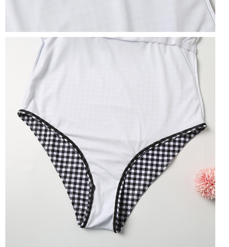 Fashion Lattice Checkered Ruffled One-piece Swimsuit,Swimwear Plus Size