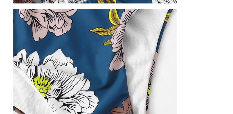 Fashion Blue Flowers Printed One-piece Swimsuit,Swimwear Plus Size