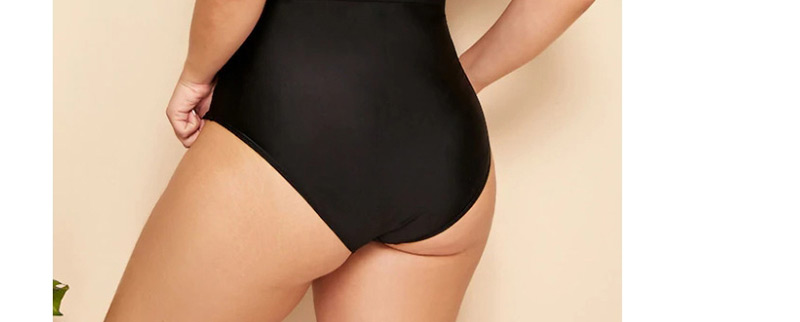 Fashion Black Solid Color One-piece Swimsuit,Swimwear Plus Size