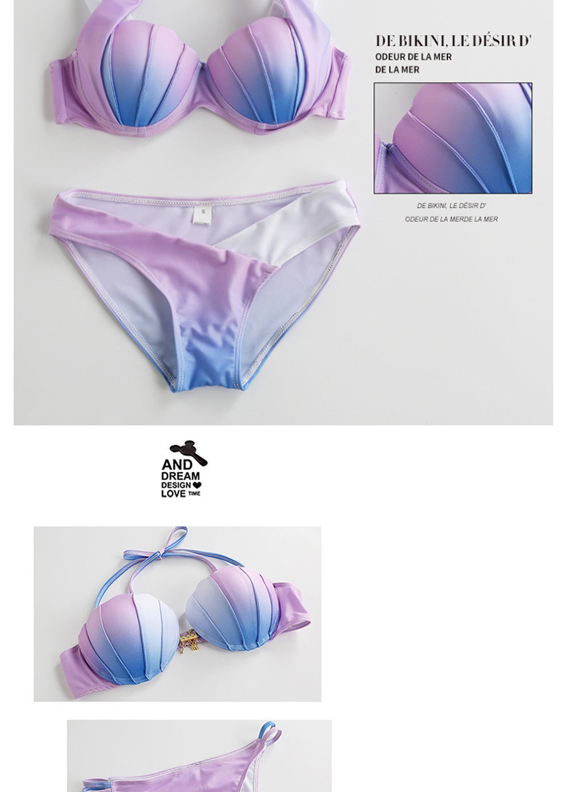Fashion Color Shell Hard Pack Gradient Split Swimsuit,Bikini Sets