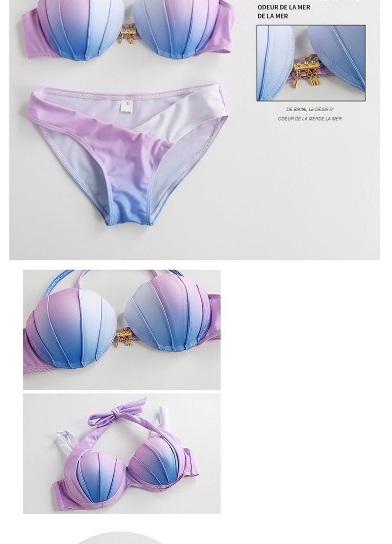 Fashion Color Shell Hard Pack Gradient Split Swimsuit,Bikini Sets