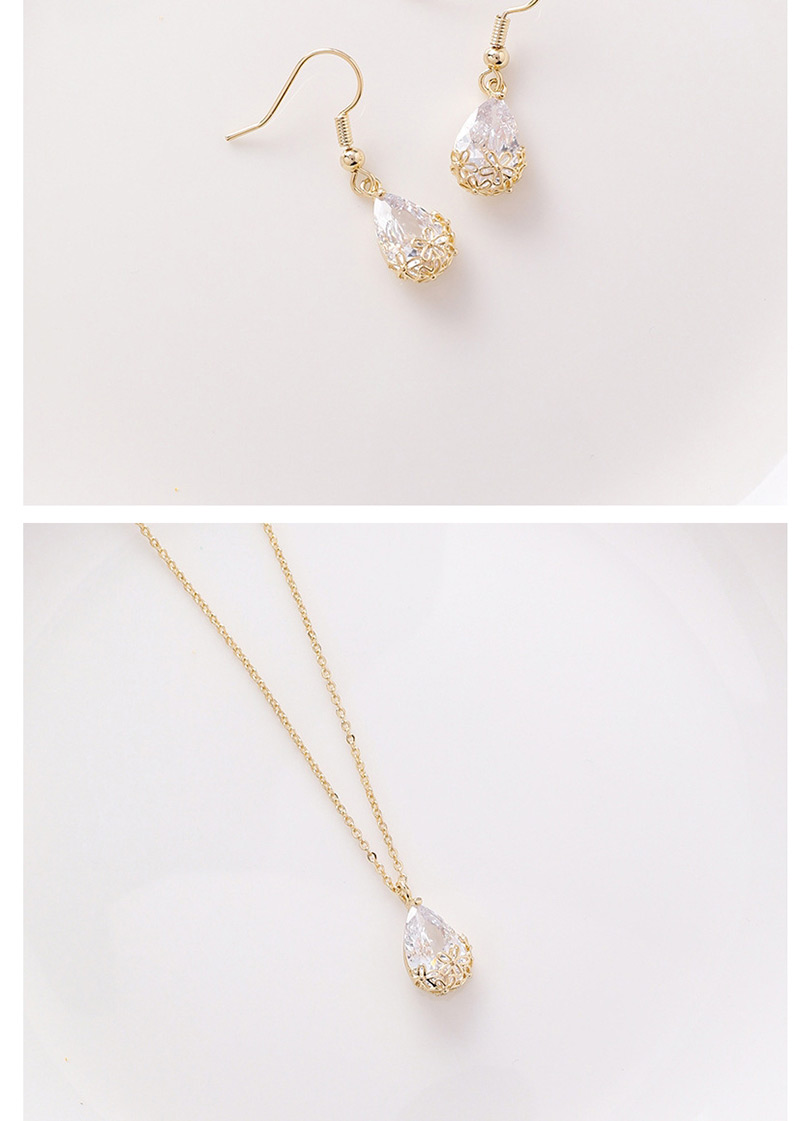 Fashion Necklace Zircon Hollow Flower Necklace With Water Drops,Pendants