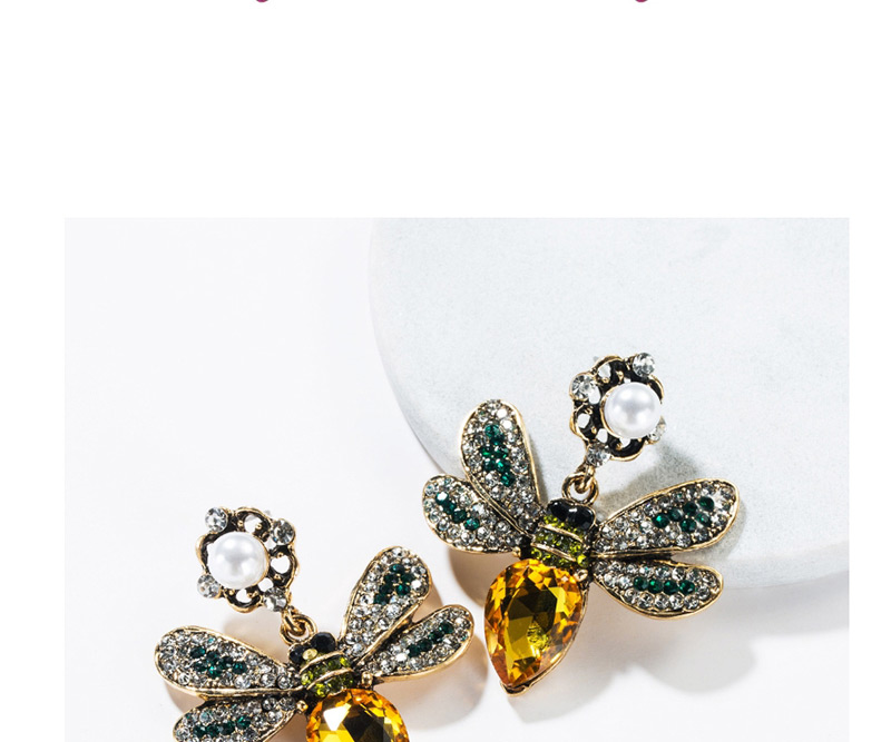 Fashion Gold Butterfly Inlaid Colored Diamond Multi-layer Earrings,Drop Earrings