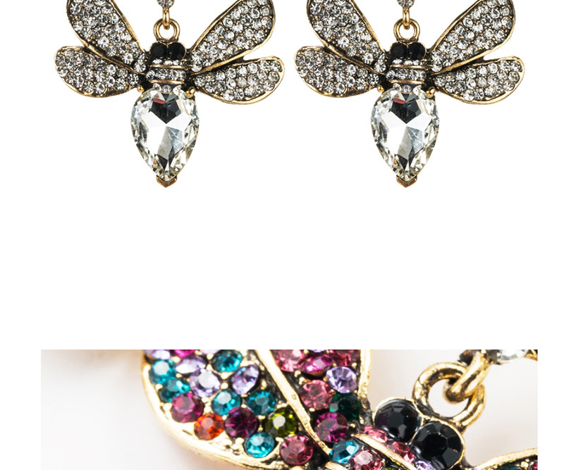 Fashion White Butterfly Inlaid Colored Diamond Multi-layer Earrings,Drop Earrings