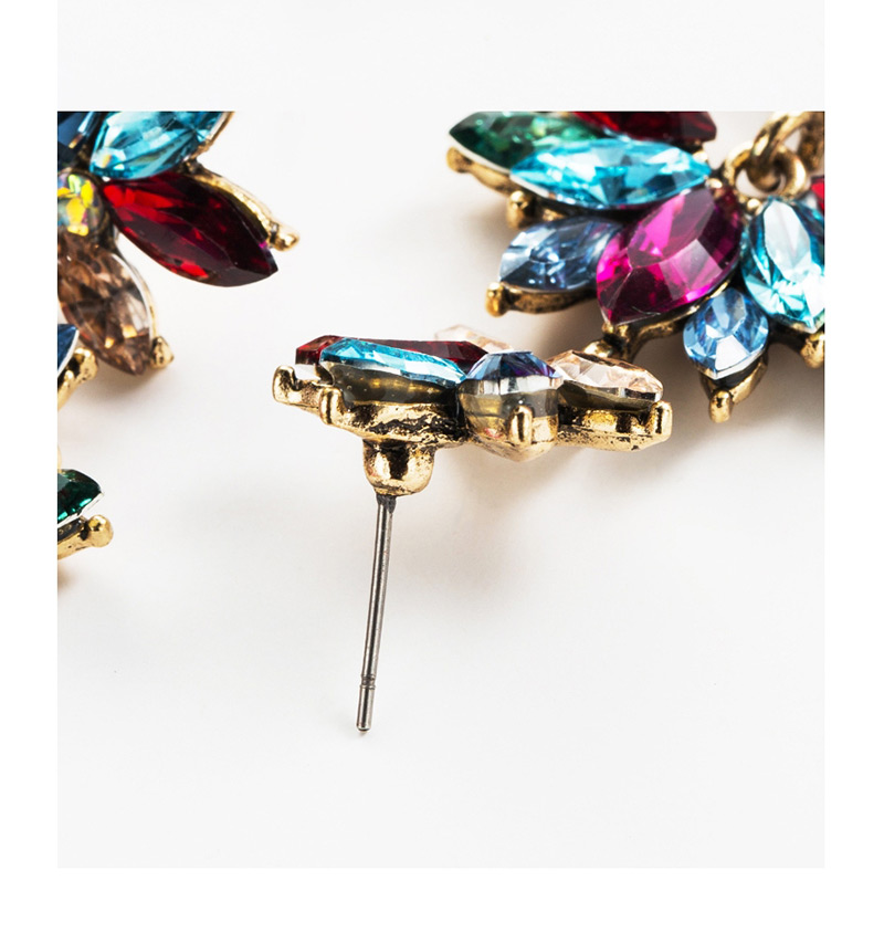 Fashion Black Drop-shaped Multi-layer Acrylic Diamond Flower Earrings,Stud Earrings
