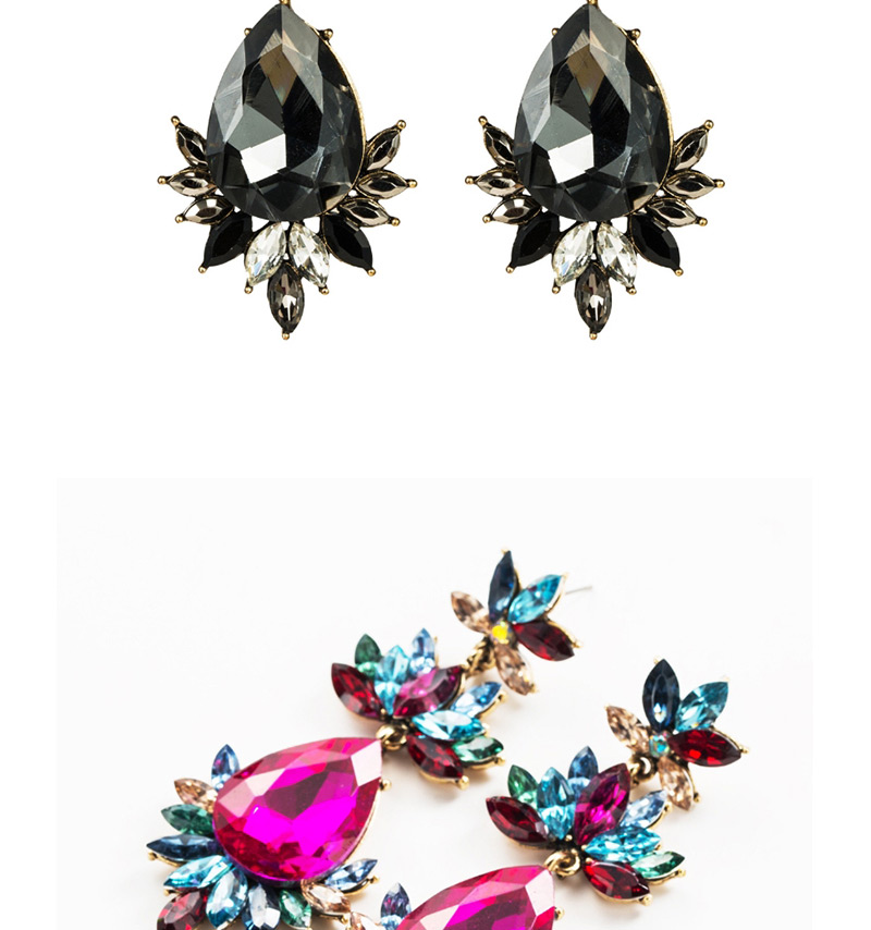 Fashion White Drop-shaped Multi-layer Acrylic Diamond Flower Earrings,Stud Earrings
