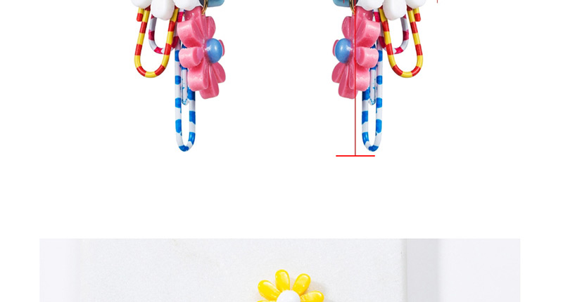 Fashion Color Multi-layer Resin Flower Pin Imitation Pearl Earrings,Drop Earrings
