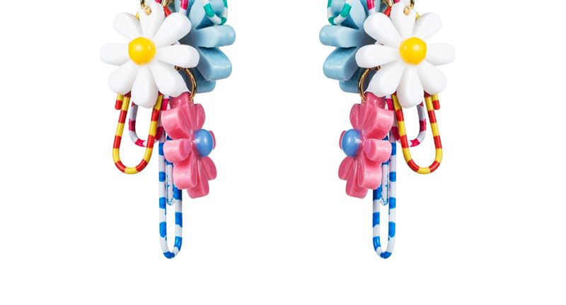 Fashion Color Multi-layer Resin Flower Pin Imitation Pearl Earrings,Drop Earrings