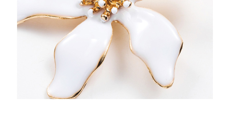 Fashion White Drop Oil Leaf Flower Asymmetric Earrings,Drop Earrings