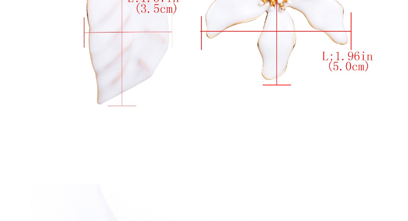 Fashion White Drop Oil Leaf Flower Asymmetric Earrings,Drop Earrings