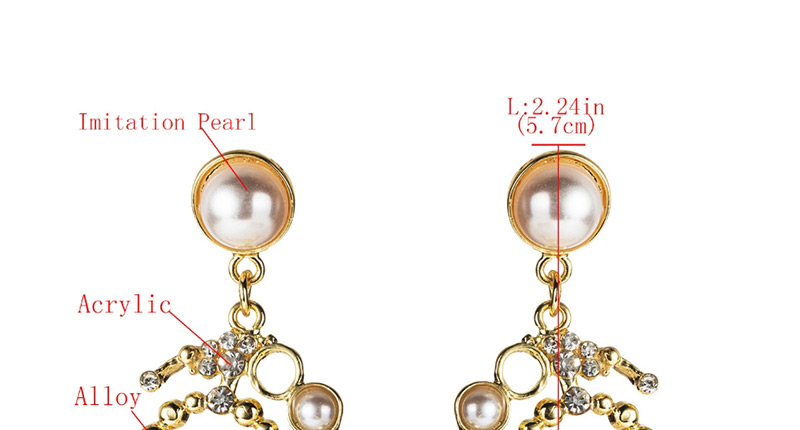 Fashion Gold Alloy Diamond And Pearl Spiral Earrings,Drop Earrings