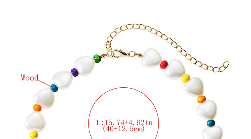 Fashion Color Love Heart Shaped Natural Stone Wood Beaded Necklace,Bib Necklaces