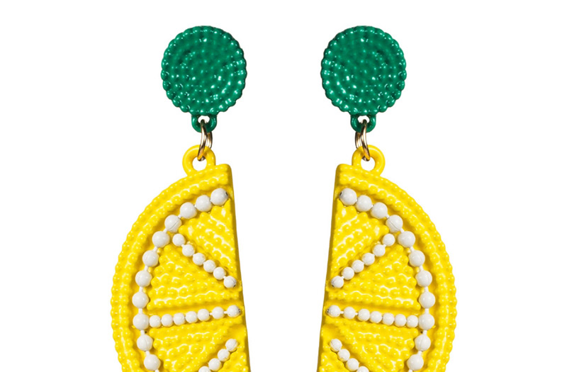 Fashion Yellow  Silver Needle Alloy Paint Watermelon Lemon Earrings,Drop Earrings