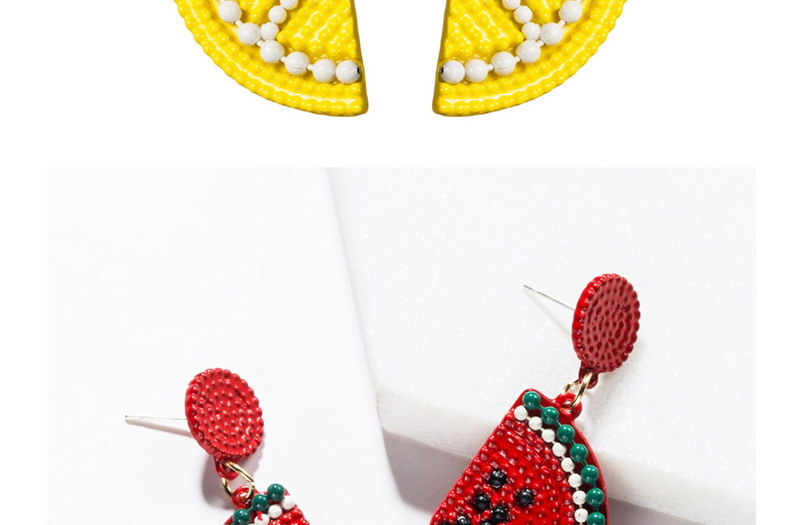 Fashion Yellow  Silver Needle Alloy Paint Watermelon Lemon Earrings,Drop Earrings