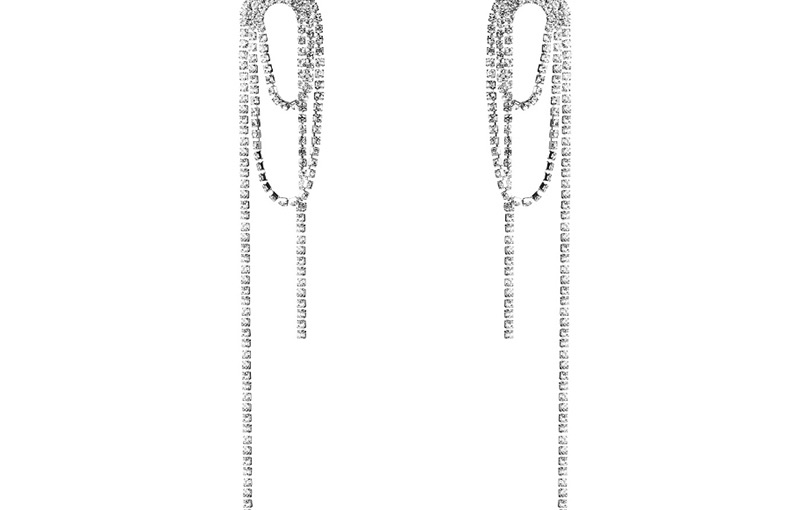 Fashion Silver Acrylic-studded Tassel Earrings,Drop Earrings
