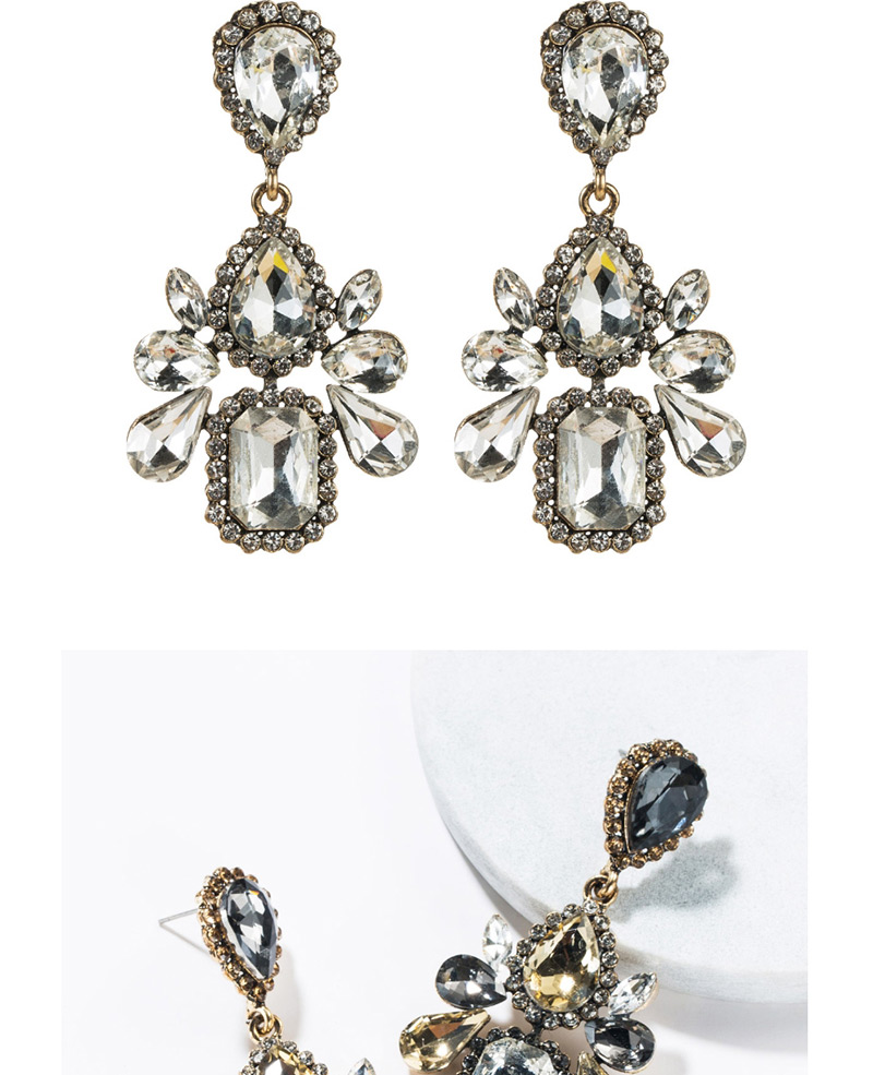 Fashion White Multi-layer Drop-shaped Acrylic Diamond Earrings,Drop Earrings