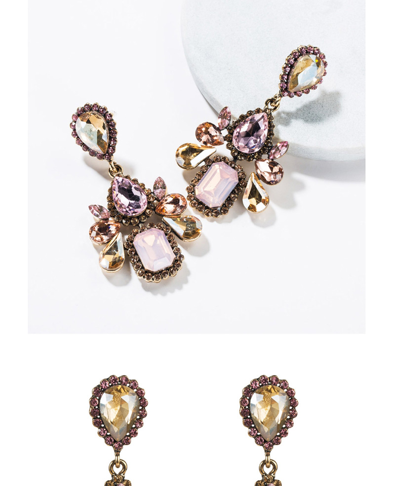 Fashion Black Multi-layer Drop-shaped Acrylic Diamond Earrings,Drop Earrings