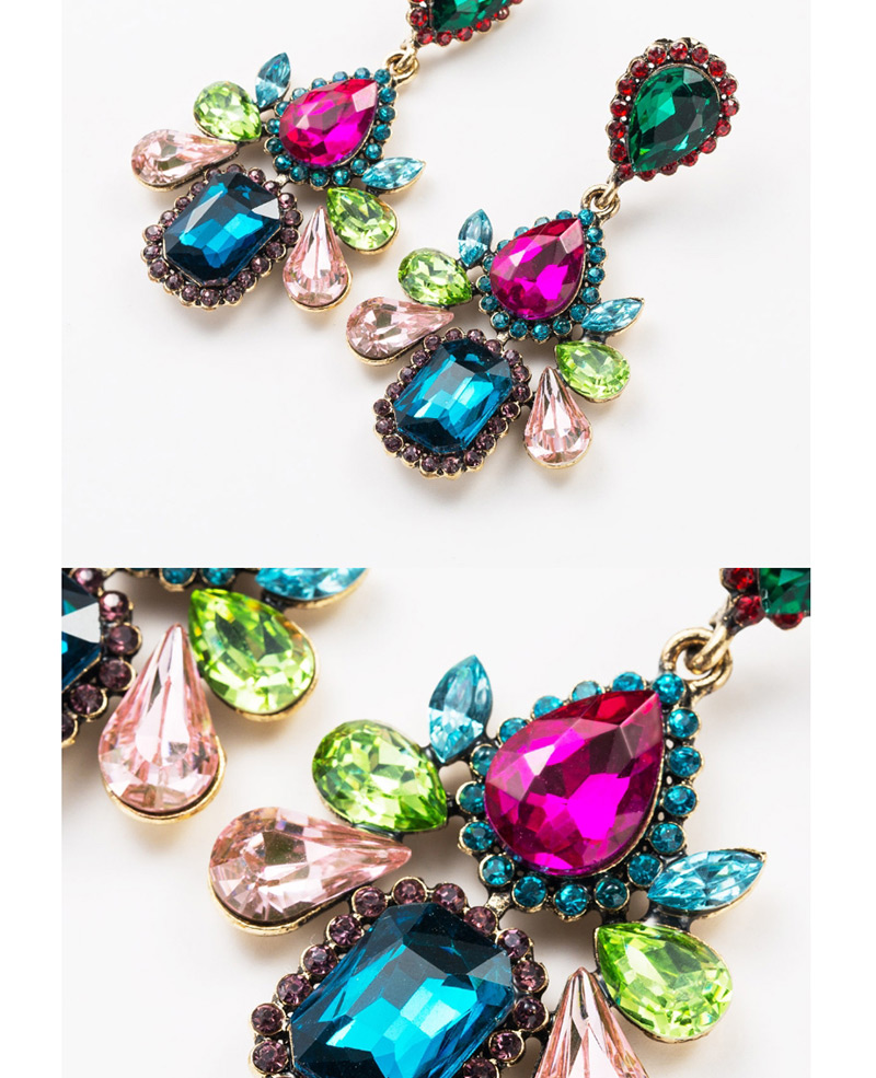 Fashion Color Multi-layer Drop-shaped Acrylic Diamond Earrings,Drop Earrings