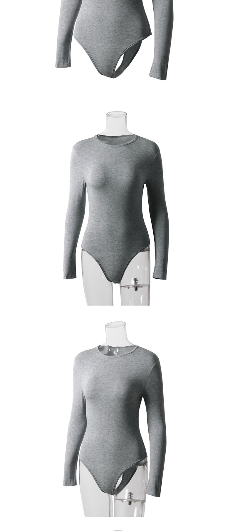Fashion Gray Round Neck Jumpsuit,Bodysuits