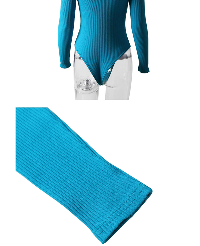 Fashion Blue Pit V-neck Jumpsuit,Bodysuits
