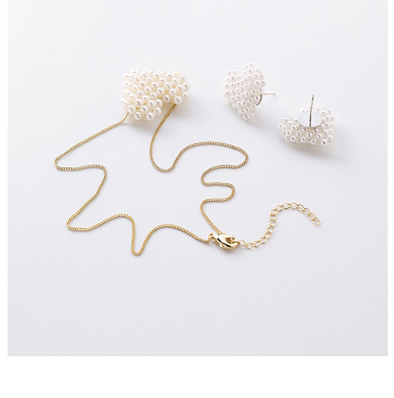 Fashion Necklace Pearl Love Chain Earrings,Drop Earrings
