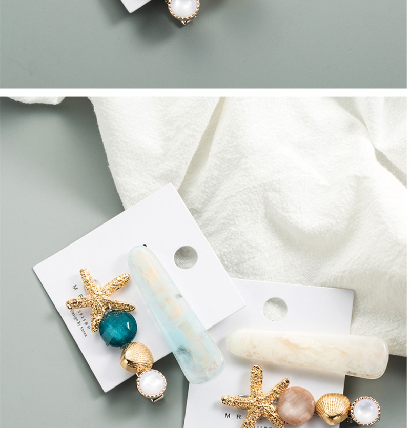 Fashion Creamy-white Starfish Gemstone Hair Clip,Hairpins