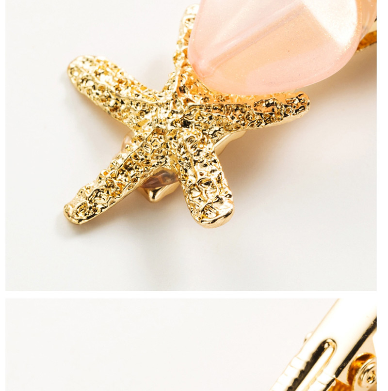 Fashion Pink Alloy Resin Starfish Shell Hairpin Two-piece,Hairpins