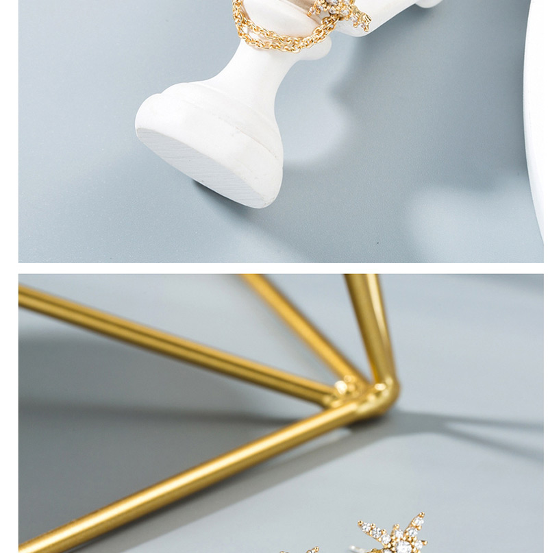 Fashion Gold Asymmetrical Eight-pointed Star Metal Chain  Silver Needle Earrings,Drop Earrings