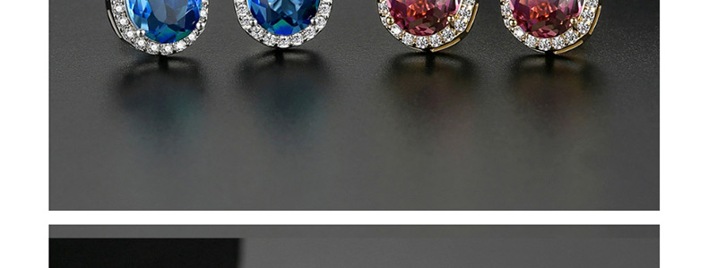 Fashion Color Oval Copper Inlay Zircon Earrings,Earrings