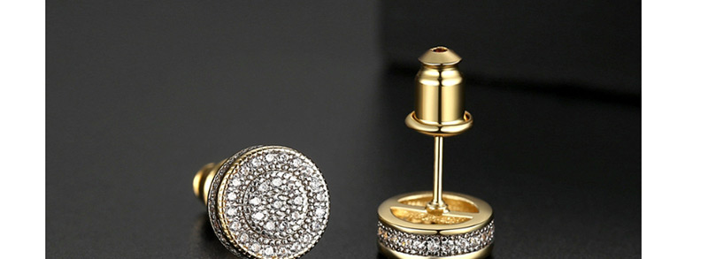 Fashion 18k Gold Full Diamond Round Earrings,Earrings