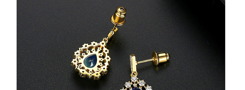 Fashion Blue Copper Inlay Zircon Earrings,Earrings