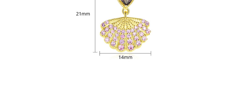 Fashion Purple Shell-shaped Copper-studded Zircon Earrings,Earrings